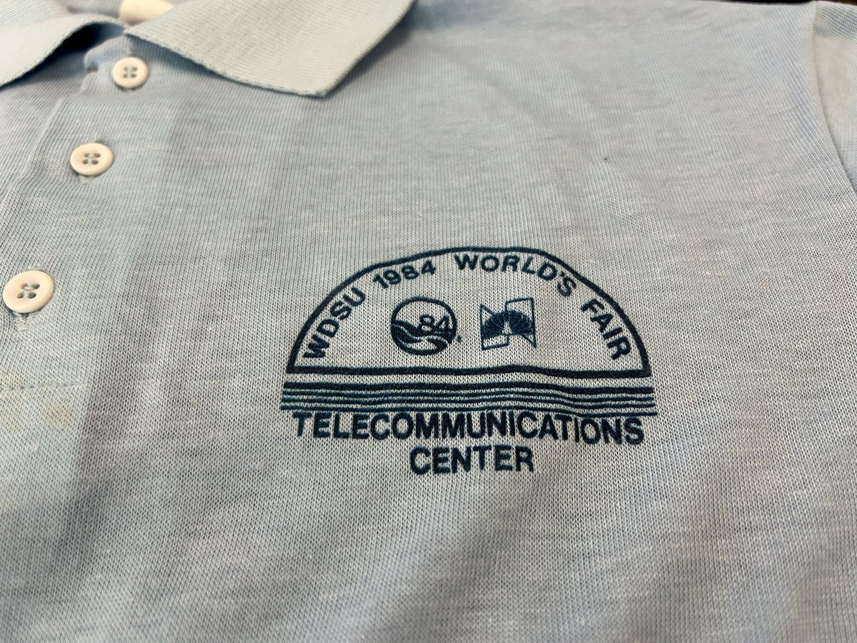 World’s Fair memorabilia you can wear: A shirt worn by crew members at <a href="/wdsu/">wdsu</a> TV studio inside the Great Hall (now the Morial Convention Center). More memories tonight 9pm on <a href="/WYESTV/">WYES-TV</a>, wyes.org &amp; YouTube with our A World’s Fair to Remember: 40th Anniversary special
