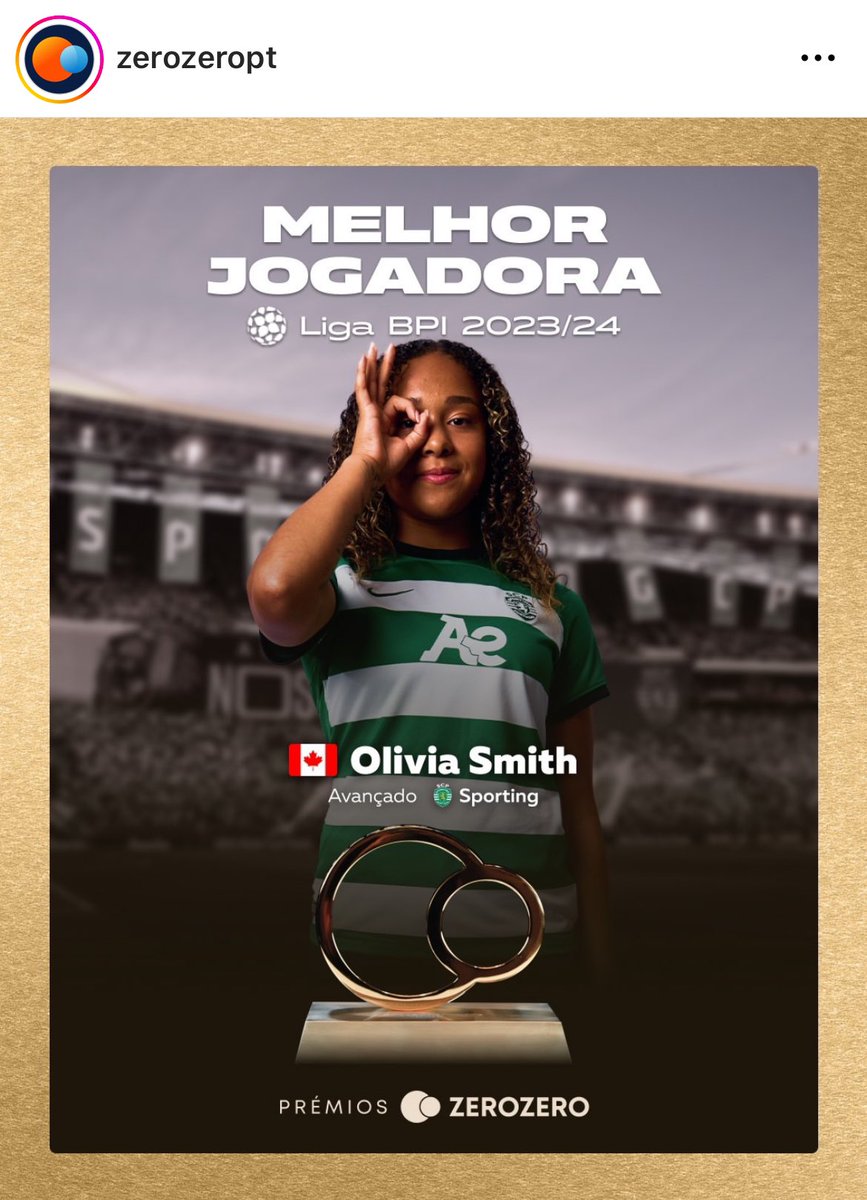OLIVIA SMITH NAMED @zerozeropt POTY 🇵🇹 We all know it’s been a successful first pro season for the young 🍁 phenom. The Portuguese website has her down for 16 goals, 10 assists across competitions. That’s plenty to earn her the Player of the Season tag. Big summer loading 🔋