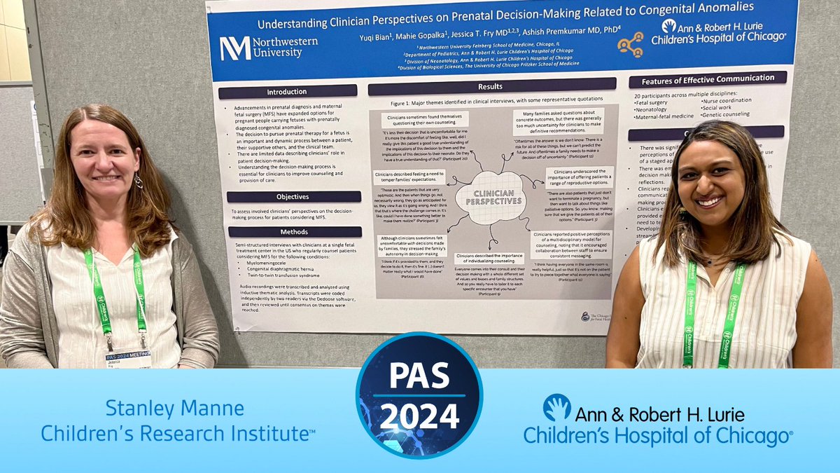 Mahie Gopalka, MD, MPH, candidate class of 2026, shares research on Prenatal Decision-Making Related to Congenital Anomalies at #PAS2024 alongside Jessica T. Fry, MD. @LurieChildrens @NUFSMPediatrics @NUFeinbergMed @PASMeeting