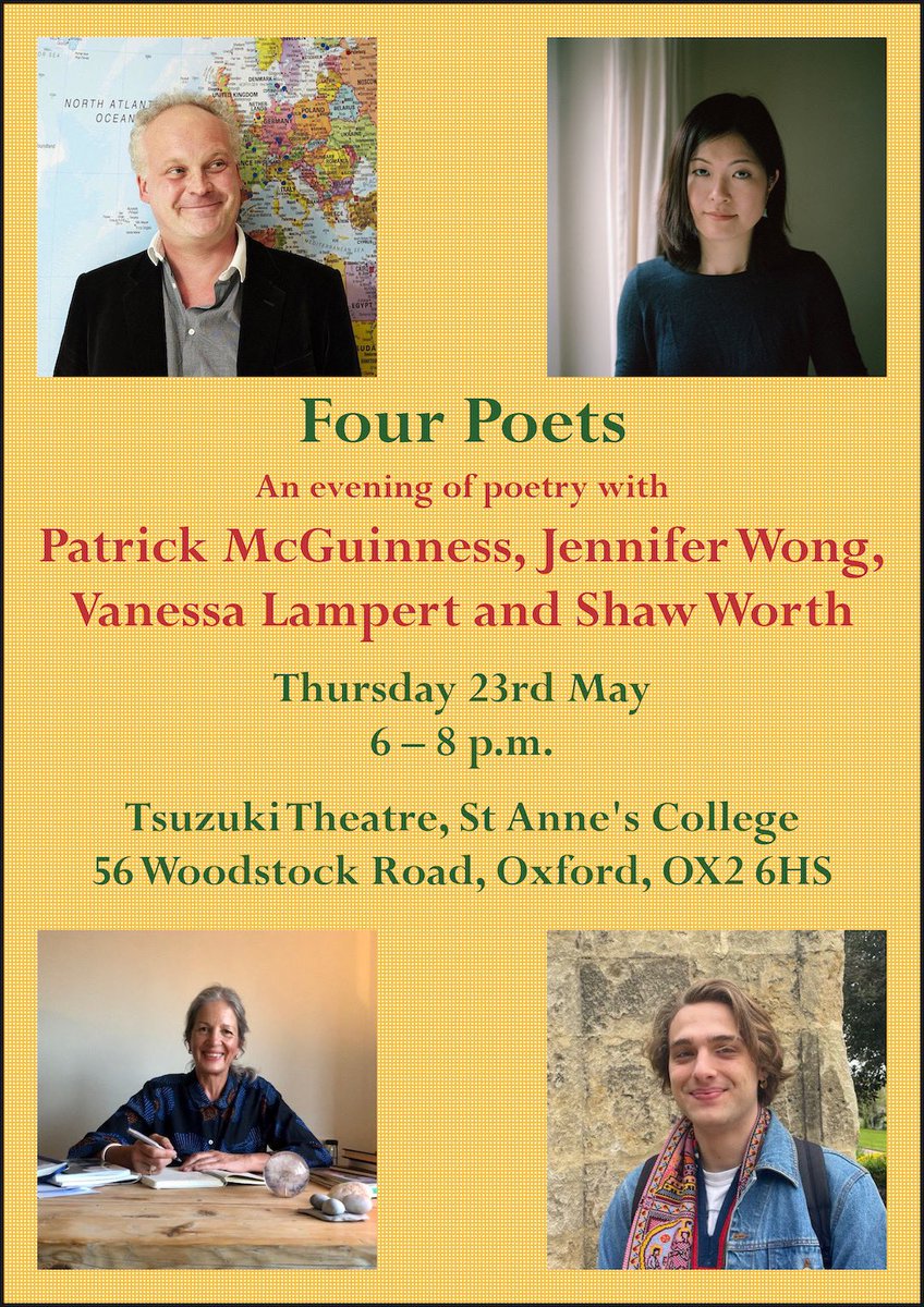 Exams will be over and <a href="/nessalampert/">Vanessa Lampert</a> <a href="/jennywcreative/">Jennifer Wong</a> Patrick McGuinness and I will all be reading in Anne's--so excited to be the small fry amongst these really wonderful poets do come along