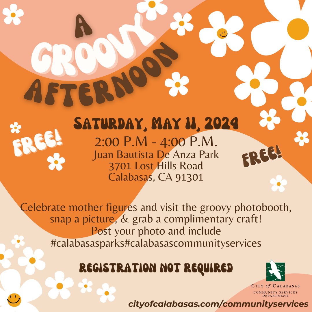 Celebrate mom before Mother's Day! Come to De Anza Park this Saturday from 2p-4p for a Groovy Afternoon of fun.