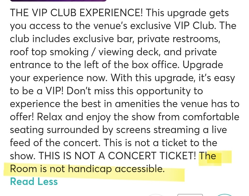 VIP except if you're me or one of the 25.5ish million other Americans living with mobility issues