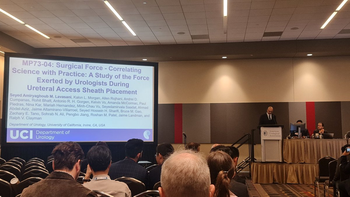 Muhammed A. Moukhtar Hammad (@mo_moukhtar) on Twitter photo During my first AUA, I was inspired by <a href="/UCI_Urology/">UCI Urology</a> lift fellow @kalon_morgan and undergrad researcher <a href="/amirlavasani_/">Seyed Amiryaghoub M. Lavasani</a> having a draped GU model with hidden force sensor, asking attendees to pass UAS as if it is standard URS.
Gratified to see the results of their dedication today! During my first AUA, I was inspired by <a href="/UCI_Urology/">UCI Urology</a> lift fellow @kalon_morgan and undergrad researcher <a href="/amirlavasani_/">Seyed Amiryaghoub M. Lavasani</a> having a draped GU model with hidden force sensor, asking attendees to pass UAS as if it is standard URS.
Gratified to see the results of their dedication today!