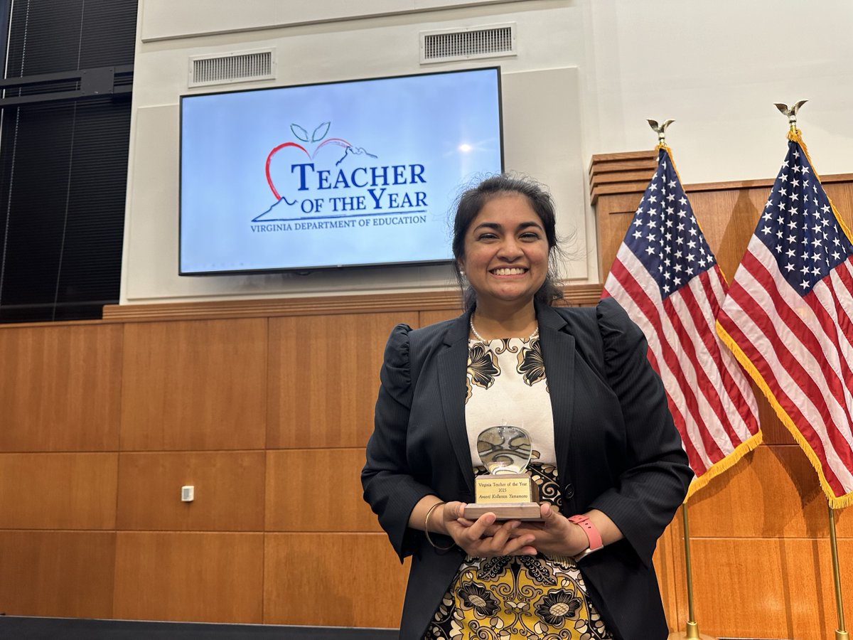 Congratulations to Avanti Yamamoto, a math teacher at @ATLRaidernation in @HanoverSchools named the 2025 Virginia Teacher of the Year during an announcement by @GovernorVA on Capitol Square! Yamamoto will now vie for National Teacher of the Year. #ElevateEducatorsVA