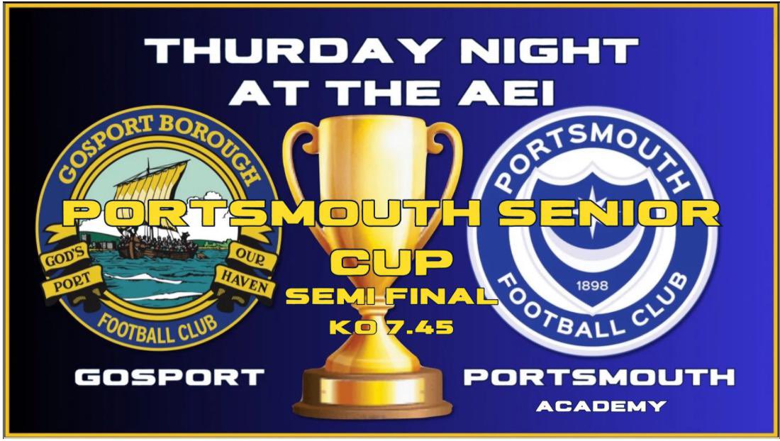 CUP NEWS 🏆 From a semi-final this Thursday at the AEI stadium in the Portsmouth Senior Cup. To the club withdrawing from the Russell Cotes Cup. ℹ️: All this information can be found here: gosportboroughfc.com #UpTheBoro #UTB