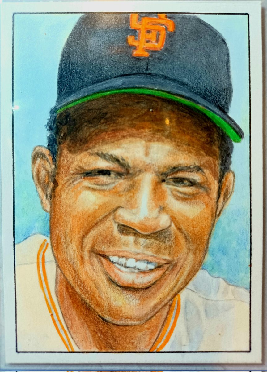 Happy  birthday  Willie..!  My hand drawn,  1/1 of this spectacular  man. Available for your PC  #WillieMays #Giants #sportsart @Topps