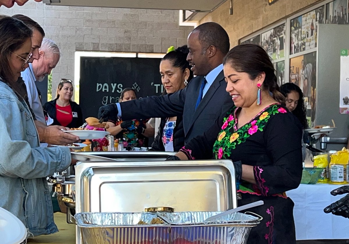 Great start to the day and teacher appreciation week. At Godinez HS in Santa Ana Unified School District. Honored to serve breakfast to educators and to provide gift cards for school supplies from Lakeshore Learning Materials. We are working to increase educator salaries, build
