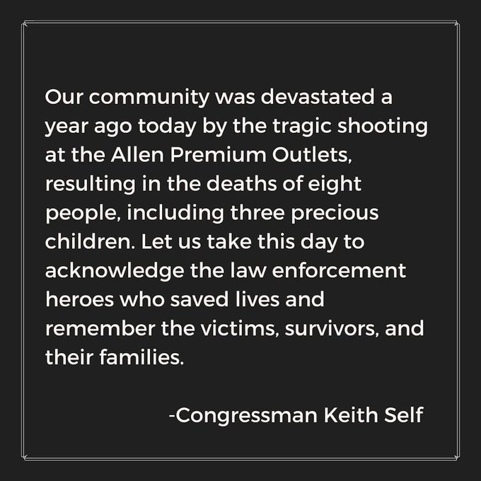 @Leslieoo7 @Acyn @katiephangshow Suddenly Texas MAGA MOC Kremlin Keith Self @RepKeithSelf, up for re-election and running on a record of having done absolutely nothing (except propose 12 bills to support the NRA) has the audacity to 'remember the victims' of the #AllenStrong mass shooting!