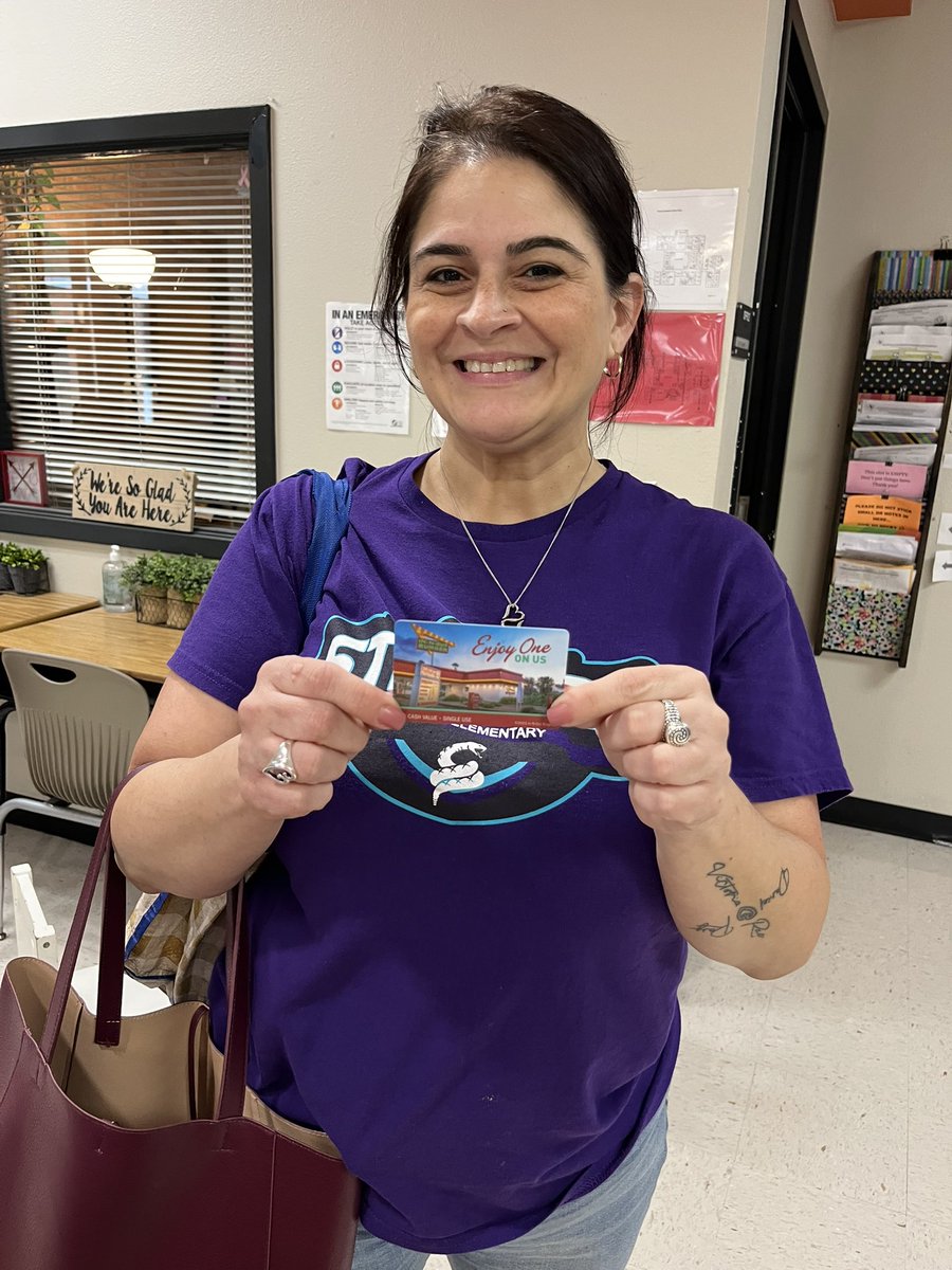 We started Teacher Appreciation Week with Gift Card Raffles, Starbucks/donut breakfast, Chick Fil A Lunch, and a free In and Out meal card to pick up dinner on the way home! We love our teachers!