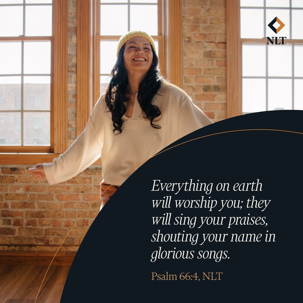 'Everything on earth will worship you; they will sing your praises, shouting your name in glorious songs.” Psalm 66:4, NLT

#NewLivingTranslation #NLTBible #Bibleverse #Bibleverses #Biblestory #Biblestories #Bibleversesdaily #Bibleversedaily