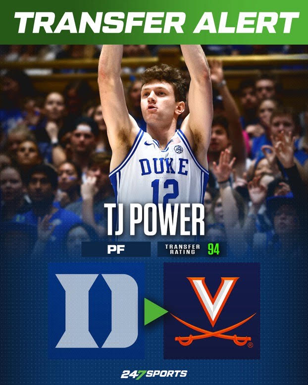 BREAKING: Duke power forward transfer TJ Power commits to #UVA. 247sports.com/college/virgin…