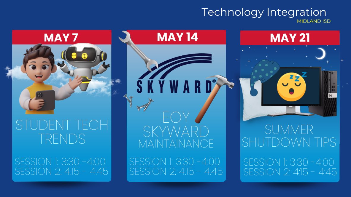 This week’s tech forecast: Clear skies and clear techy goals!!! Let’s get techy for the end of the year!!!

@Midland_ISD
@midlandisdtech
#MISDProud
#EdTech
#EducationTechnology
#DigitalLearning
#EducationalTechnology
#ClassroomTech
