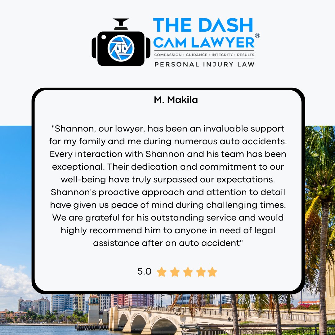 We're thrilled to receive such positive feedback from our amazing clients.  We fight for your rights and make sure you're heard. 🙌 Thank you for trusting us with your case. 🤝

 #ClientTestimonials #InjuryLaw #JusticeForAll #PalmBeachInjuryLaw #AccidentLawyer #Thedashcamlawyer