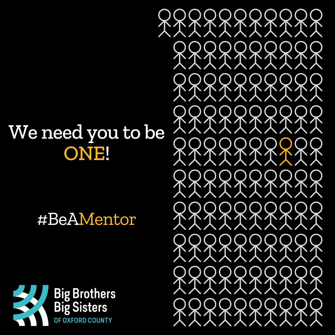 From January to March, #BBBSOC received 101 youth enrolment applications, compared to 92 last year.
Whether you're interested in traditional one-to-one matches or group mentoring, we're calling on you!
We need You to be One!
#BeAMentor
Find more info at oxford.bigbrothersbigsisters.ca/volunteer/