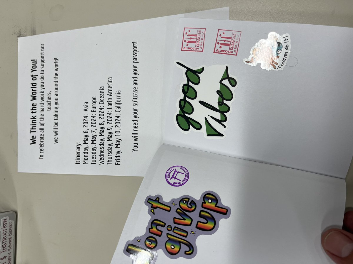 We are celebrating our TOSA educators this week with a tour of taste and cultures around the world.  Happy teacher appreciation week to all.