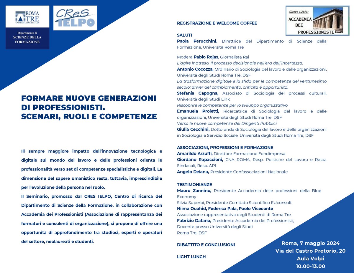 Grazie a Fabrizio Dafano, #Presidente Accademia dei Professionisti, #domani parteciperò alla #super #iniziativa '#Formare nuove #generazioni di #professionisti: #scenari #ruoli #competenze'...🔝🔝🔝🔝 

#Confassociazioni #laretedellereti #ItaliaCompetente #futuro #noi