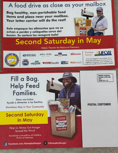 For all my US friends: This Saturday (May 10) is the annual post office food drive. Please place bagged grocery items near your mailbox for your postal worker to collect or they can be dropped off at your local post office. #FeedAmerica #StampOutHunger
