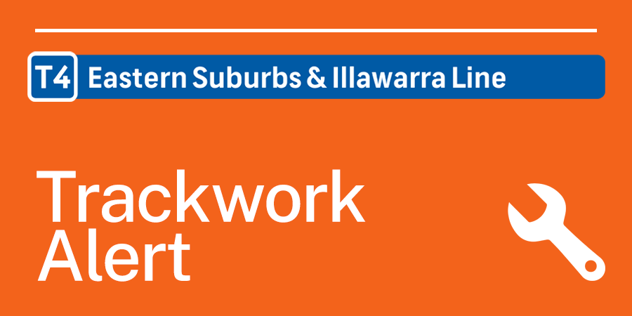 Are you travelling on the T4 this evening?

⚠️ Nightly from 9.50pm to 1.30am, trains will not stop at Wolli Creek, but make an extra stop at Arncliffe.

Buses run between Sydenham, Wolli Creek and Arncliffe. 

transportnsw.info/alerts/details…