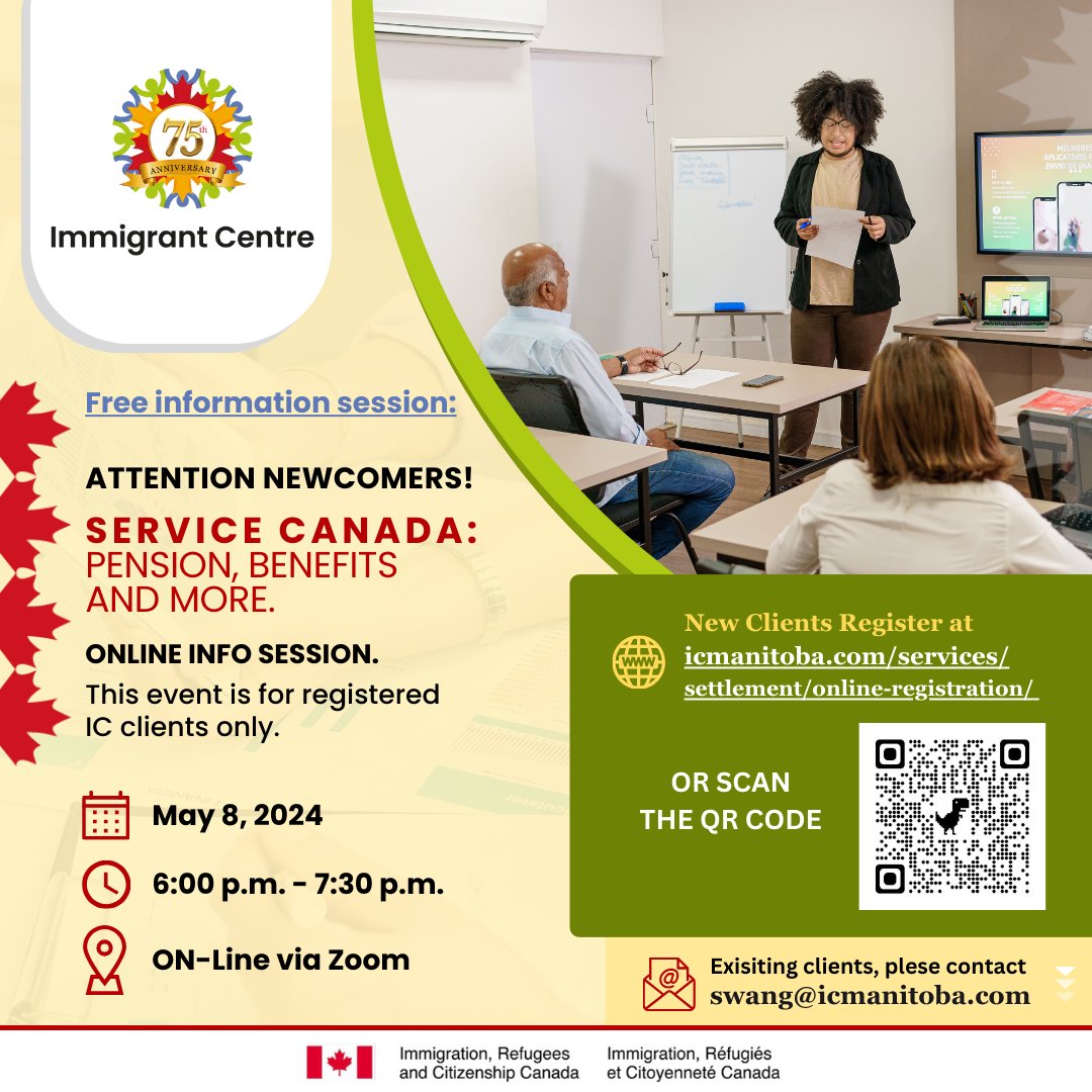 💰 Are you making the most of the benefits available to you in Canada? 📈 Join us at the #ImmigrantCentre for an informative session presented by #ServiceCanada, where we'll discuss 'Pension, Benefits and more.' 💼Save your seat today!💡
#FinancialSupport #Pension #CanadaBenefits