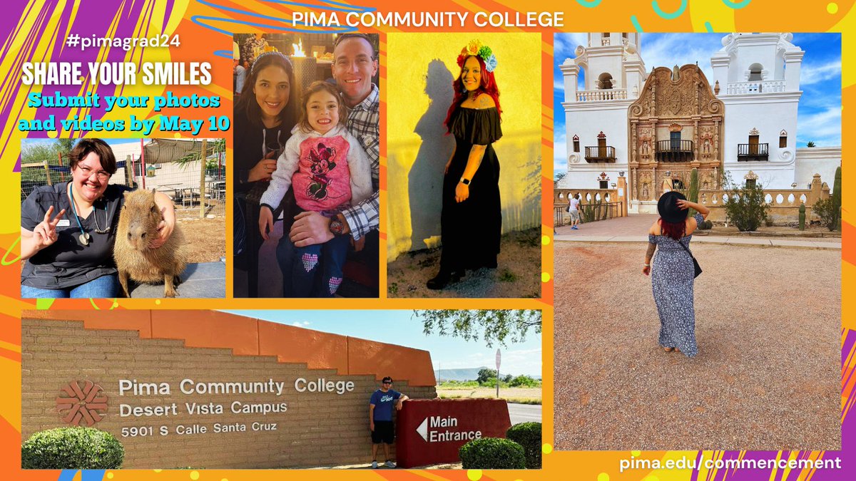 By May 10, members of #pimacommunitycollege #pimagrad24 are invited to submit their favorite photos and videos from their time at Pima: ow.ly/XofP50RueI0 pima.edu/commencement @pimastudentlife @pccmilvets