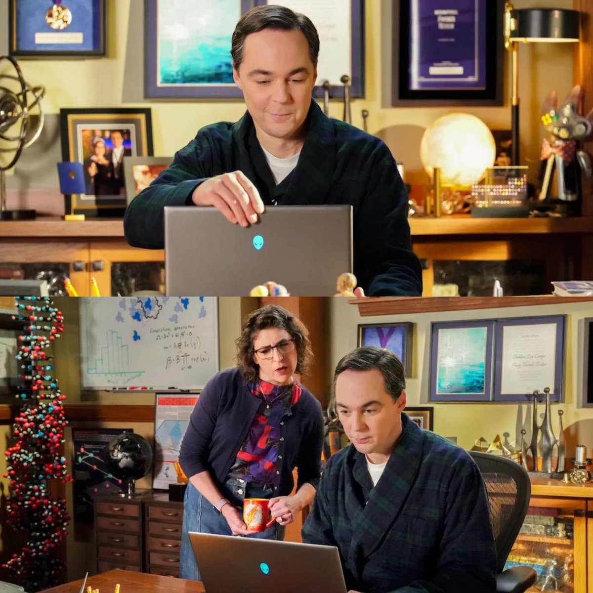 PRIMER VISTAZO de #JimParsons y #MayimBialik como los doctores #SheldonCooper y #AmyFarrahFowler, en el final de #YoungSheldon. Los actores regresan como sus icónicos personajes tras cinco años del final de #TheBigBangTheory 🪐