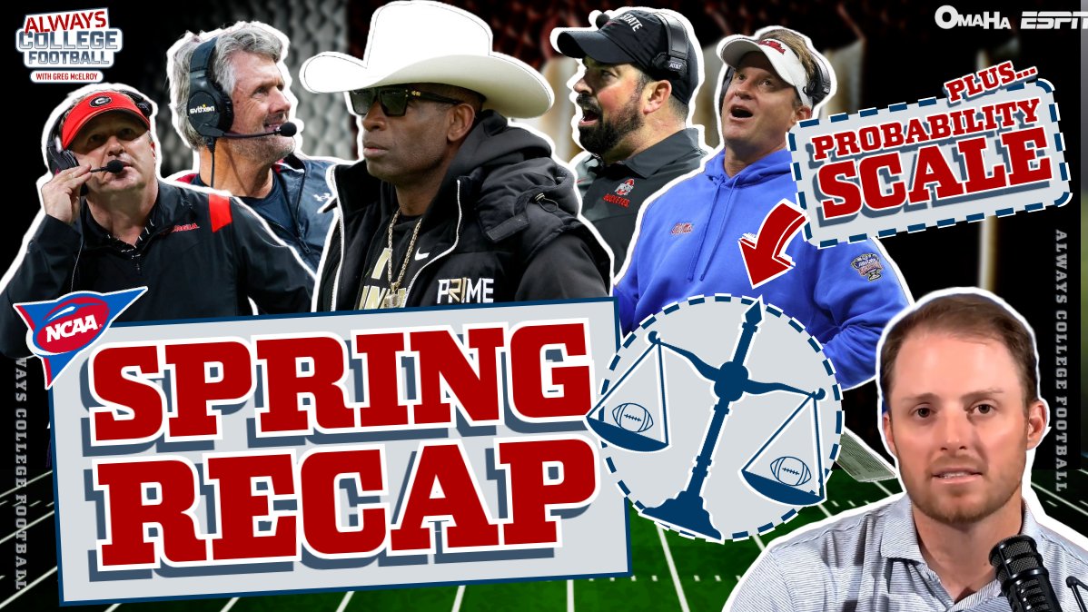 Today on Always College Football: 🔘Spring Recap w/ @MattBarrie 🏈 ➖Thoughts on Deion's approach ➖Does the nation's best team reside in Colmbus? ➖Who is #2 and #3 in the SEC? 🔘Weighing outcomes on The Probability Scale ⚖️ WATCH ⬇️ 🔗: youtu.be/x2el1LIZoRs?si…