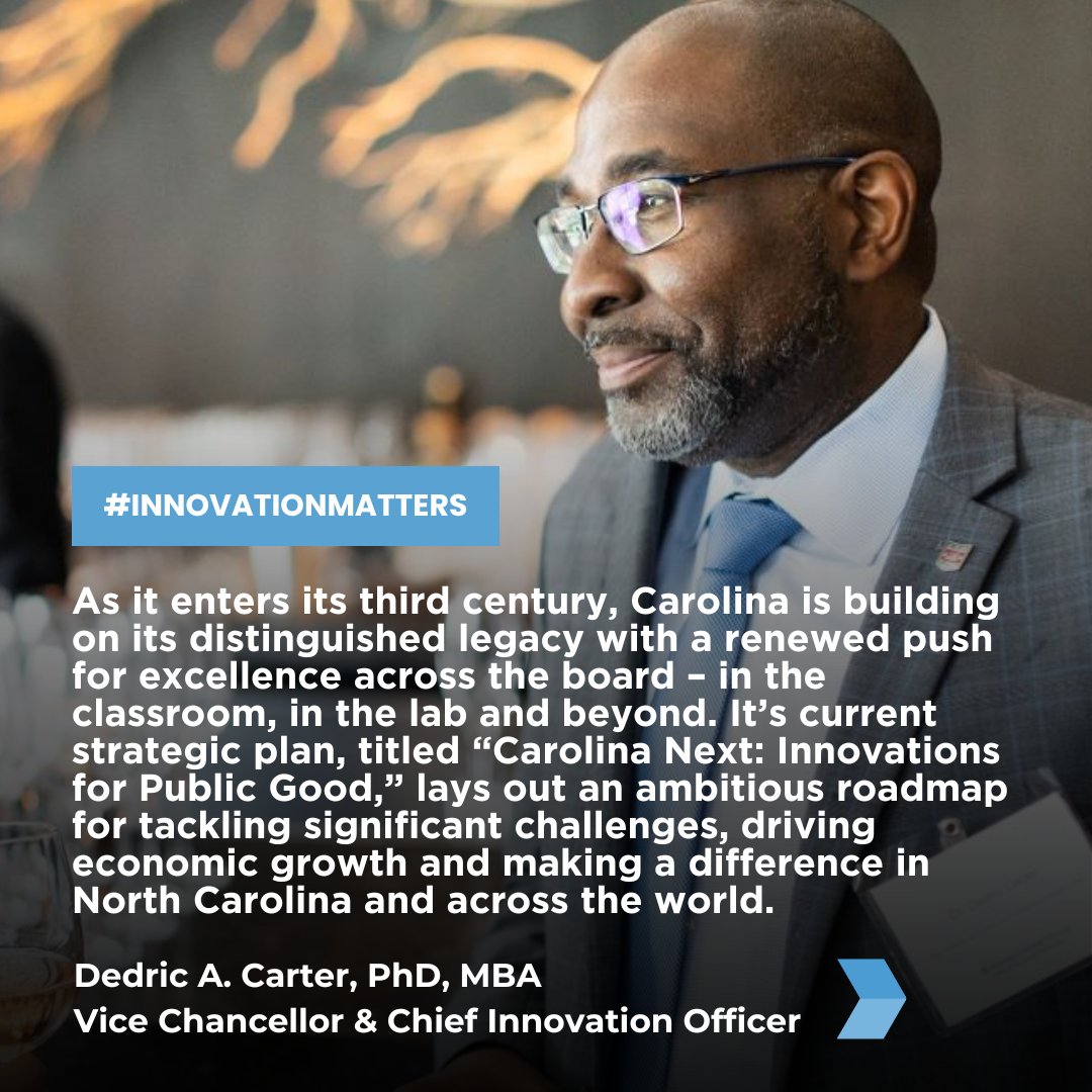 Our new Chief Innovation Officer, Dr. Dedric Carter, is taking the time to listen to different voices in the Carolina community while learning how to advance Innovate Carolina into the next chapter. Learn more at the link in the bio. #innovationmatters