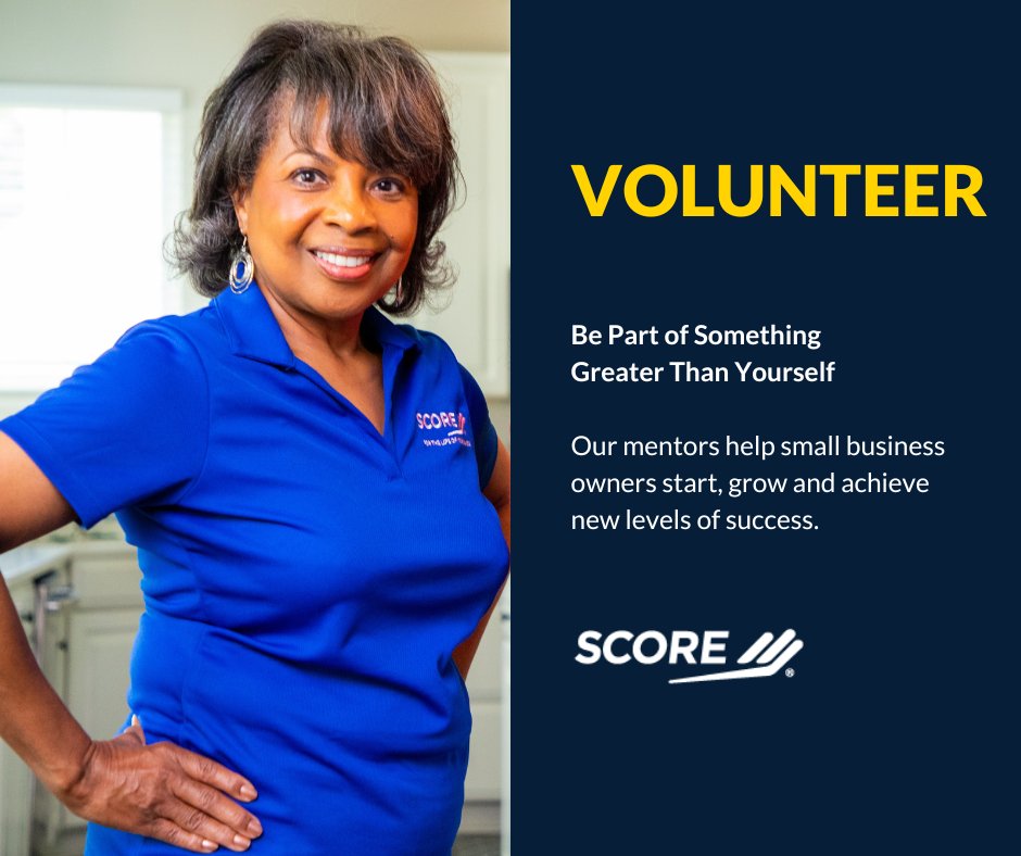 We’re on a mission to help small businesses. Every day, our mentors help small business owners start, grow and achieve new levels of success. Volunteers are our lifeblood and the reason for that success. Volunteer with SCORE: score.org/page/volunteer…