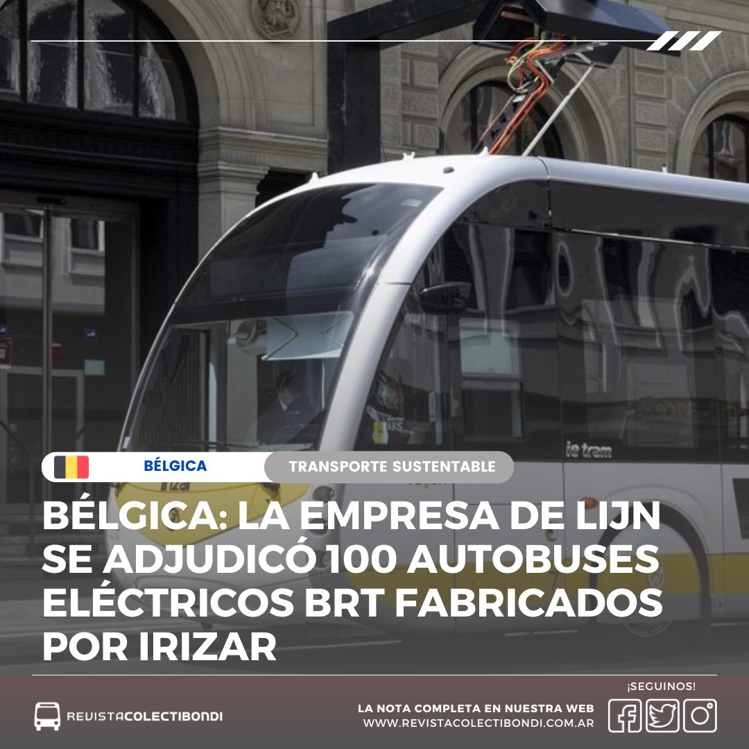 Bélgica: La empresa De Lijn se adjudicó 100 autobuses eléctricos BRT fabricados por Irizar bit.ly/4dxjeqD