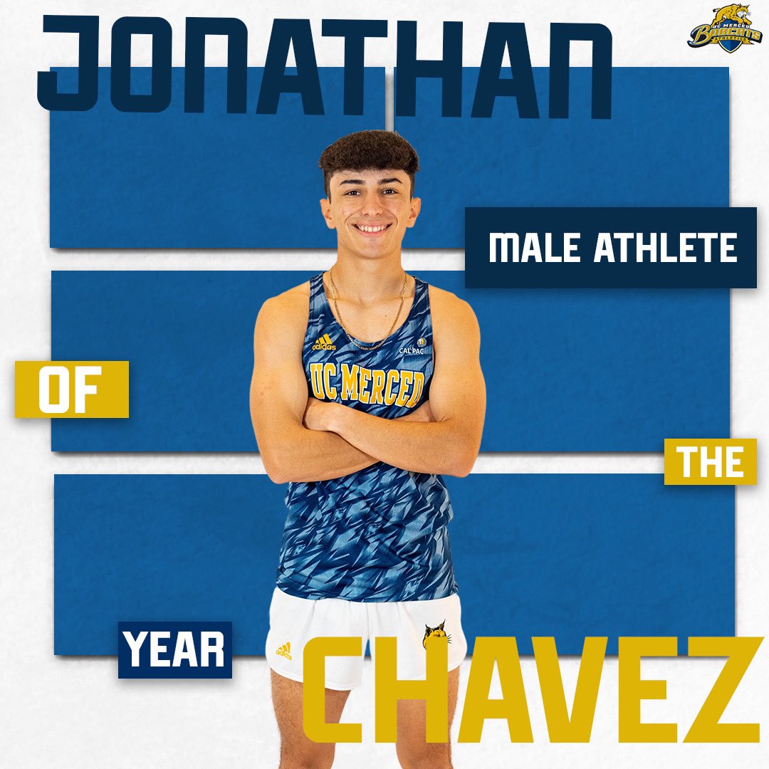 Our Male Athlete of the Year is Jonathan Chavez!

UC Merced’s 2X Male Athlete of the Year earned the following major distinctions in 2023-24:

✨ NAIA All-American
🏆 Cal Pac Cross Country Individual Champion
🏆 Cal Pac Track Athlete of the Year

Congrats, Jonathan!