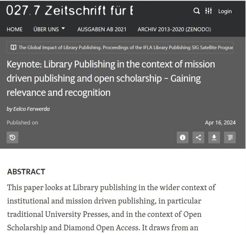 'Library Publishing in the Context of Mission Driven Publishing and Open Scholarship – Gaining Relevance and Recognition,' by @eferwerda available in @ifla_libpub Conference Proceedings published in @027_7 Journal See: 0277.pubpub.org/pub/hirg7pjy/r…