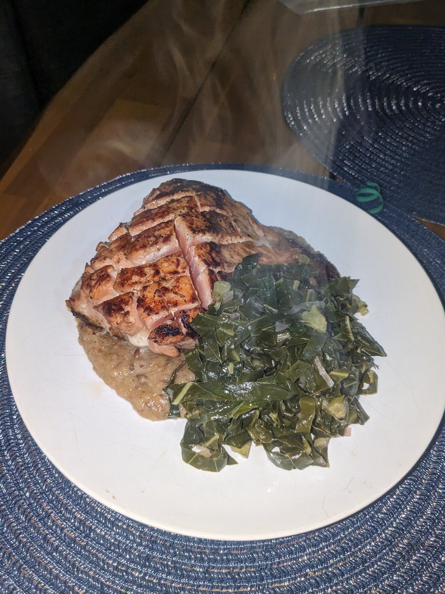 My long term dream is to host an NBA cooking show a la @sergeibaka but this is good enough for tonight...

Marinated Salmon with Riced Potatoes and Collards

Go Wolves