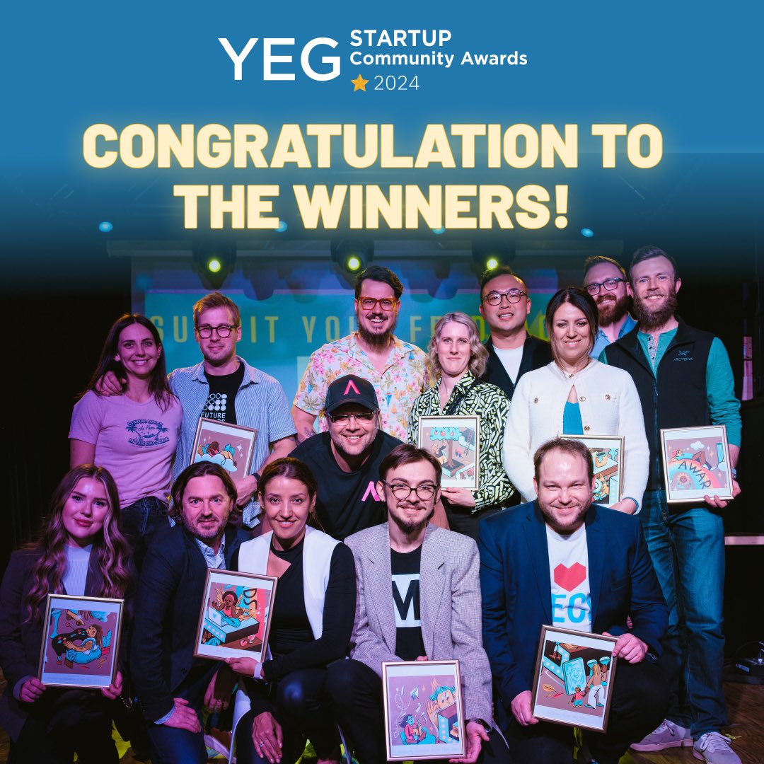 Congratulations to the exceptional winners of this year's YEG Startup Community Awards! 🎉 And to all nominees, your contributions are invaluable to our community.

A heartfelt thank you to our sponsors and volunteers for their dedication in making this event a success. 
#yegtech
