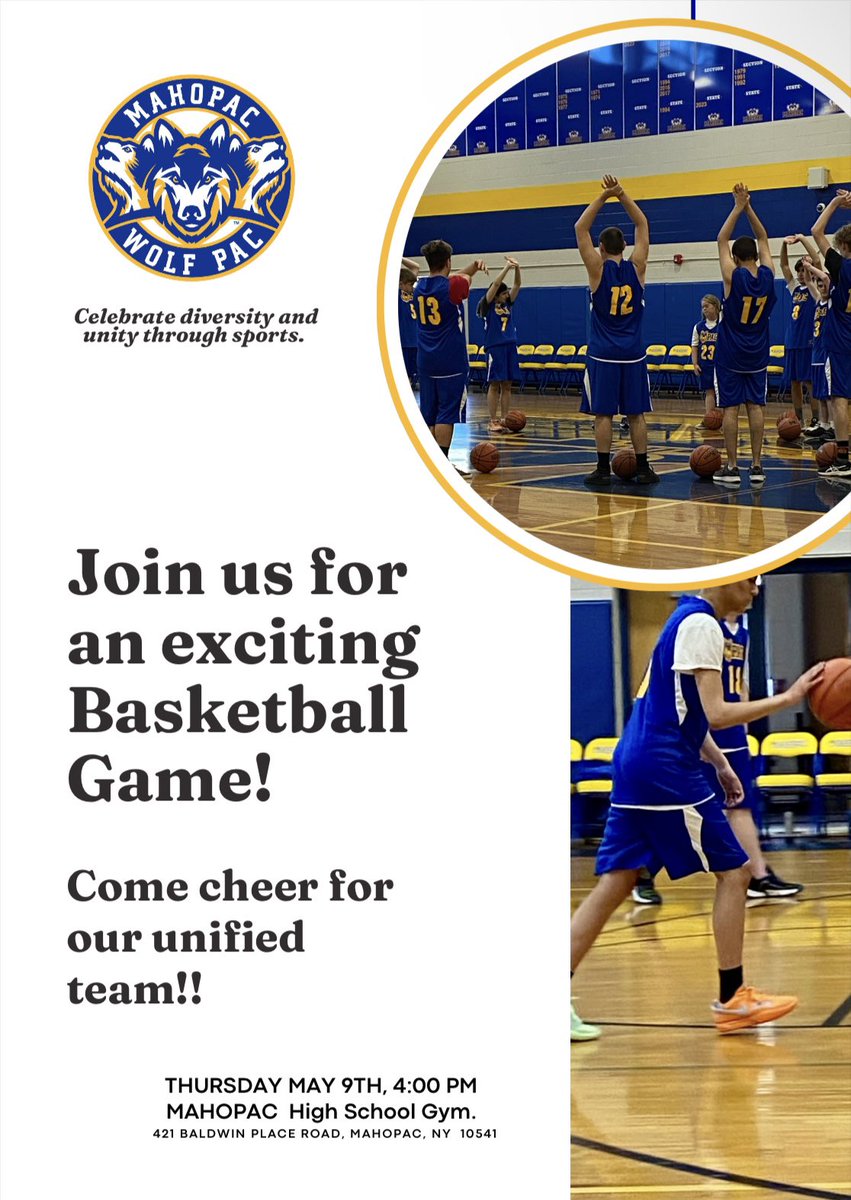 conklije's tweet photo. Come out and support your Mahopac Unified Basketball team this Thursday  as we take on Brewster at Mahopac High School. @Mahopac_AD @MahopacSchools @MahopacSEPTO @MrCarpanzano @tonateach @pacgirls_bball @MahopacFB https://t.co/Wu5189YqVo
