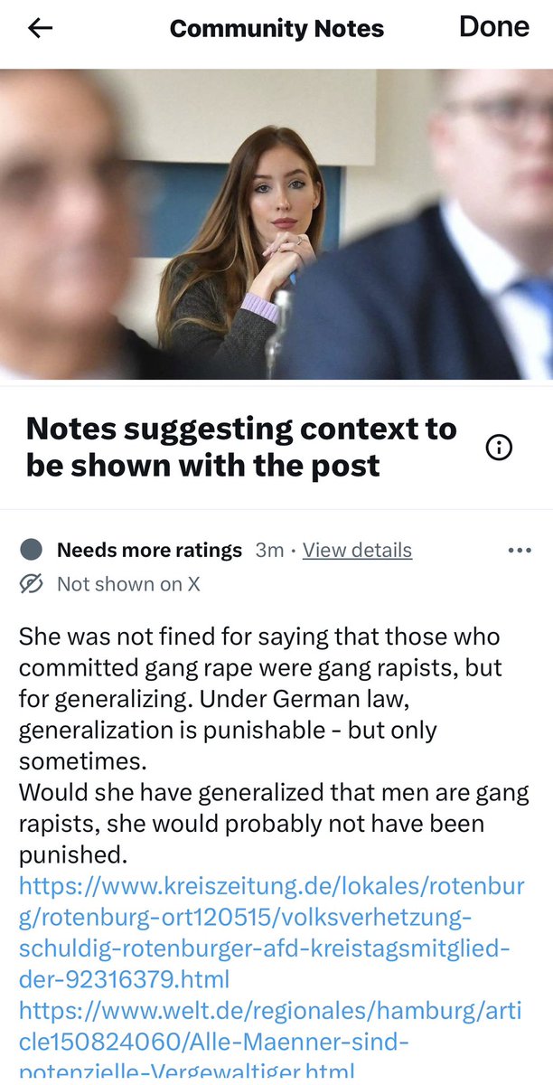 @elonmusk It gets worse! What about the community notes? She’s punished but apparently if she had said men were gang rapists she’d fine, she just can’t say Afghanis are gang rapists Wow