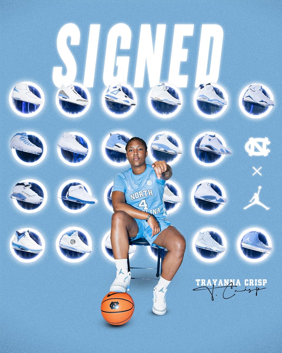 We're so excited to officially welcome @TrayCrisp4 and her family to our Carolina family! 🩵🎉 🔗: bit.ly/3UyJb0v #GoHeels | #InPursuit