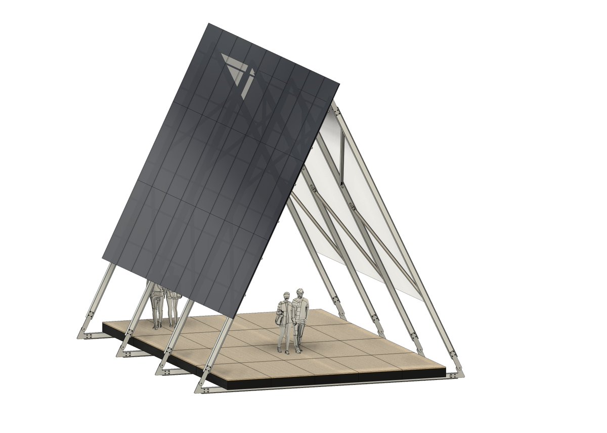 16kW Solar panel A-Frame pop-up event space version 0.1 - designing w/ @DanielleFong for Edge Esmeralda. Who wants to help push this further??? @JessePeltan @devonzuegel let's build enough to power the event