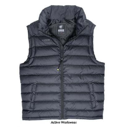 active-workwear.co.uk/products/apach…

Polyester quilted outer for warmth. Wind resistant. Two side pockets. Apache branding to right breast.