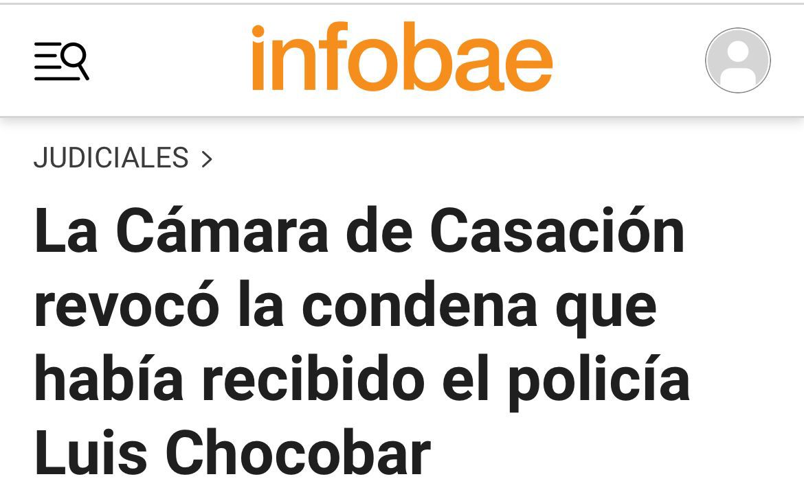 Gran noticia la del caso Chocobar. Cuidar a los que nos cuidan es una obligación moral y ética. Un fuerte abrazo para él y toda su familia. Hoy, después de tantas injusticias, van a poder dormir en paz.