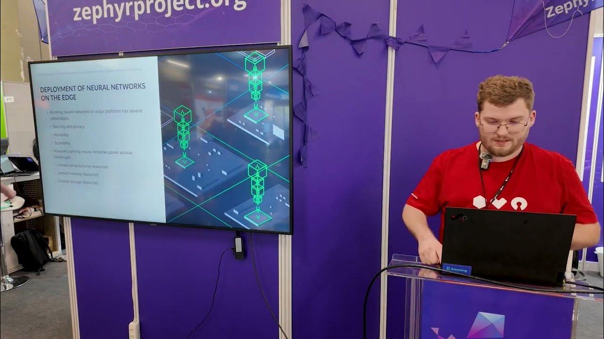 Watch @antmicro introduce their #Kenning framework to the #ZephyrRTOS, enabling optimizations & unified API of various inference implementations for neural networks on edge #AI on hardware & in simulation with @renodeio. hubs.la/Q02wh4wb0 @ZephyrIoT #ew24