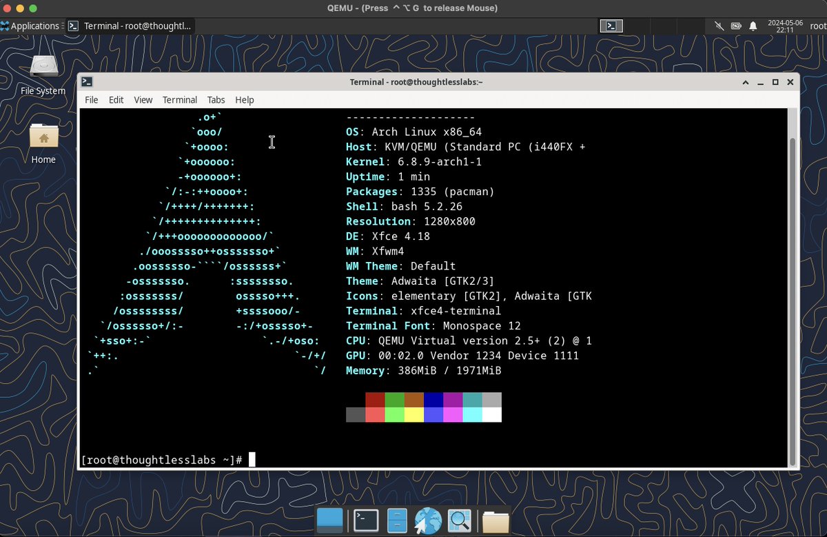 Why did I spend so long getting arch working on qemu on my m2...I have legitimately no idea. but it works great.