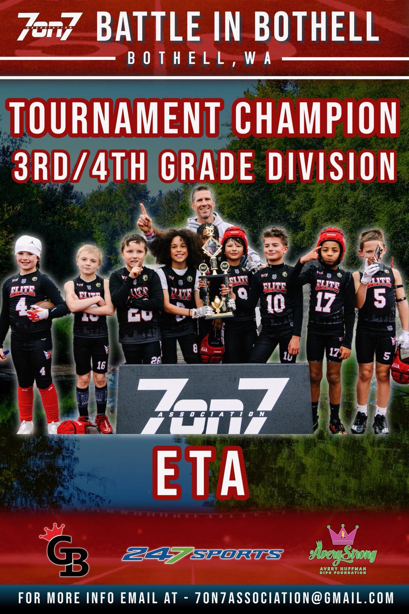 7on7 Association (@the7on7nw) on Twitter photo Congrats To The 3rd / 4th Grade Battle In Bothell Champions <a href="/TrainETA_WA/">Elite Training Acad</a> πβΌοΈ
Itβs Been Awesome To See The Improvement of Teams / Players Over The Course of The <a href="/The7on7NW/">7on7 Association</a> Tournament Tour ππ Congrats To The 3rd / 4th Grade Battle In Bothell Champions <a href="/TrainETA_WA/">Elite Training Acad</a> πβΌοΈ
Itβs Been Awesome To See The Improvement of Teams / Players Over The Course of The <a href="/The7on7NW/">7on7 Association</a> Tournament Tour ππ