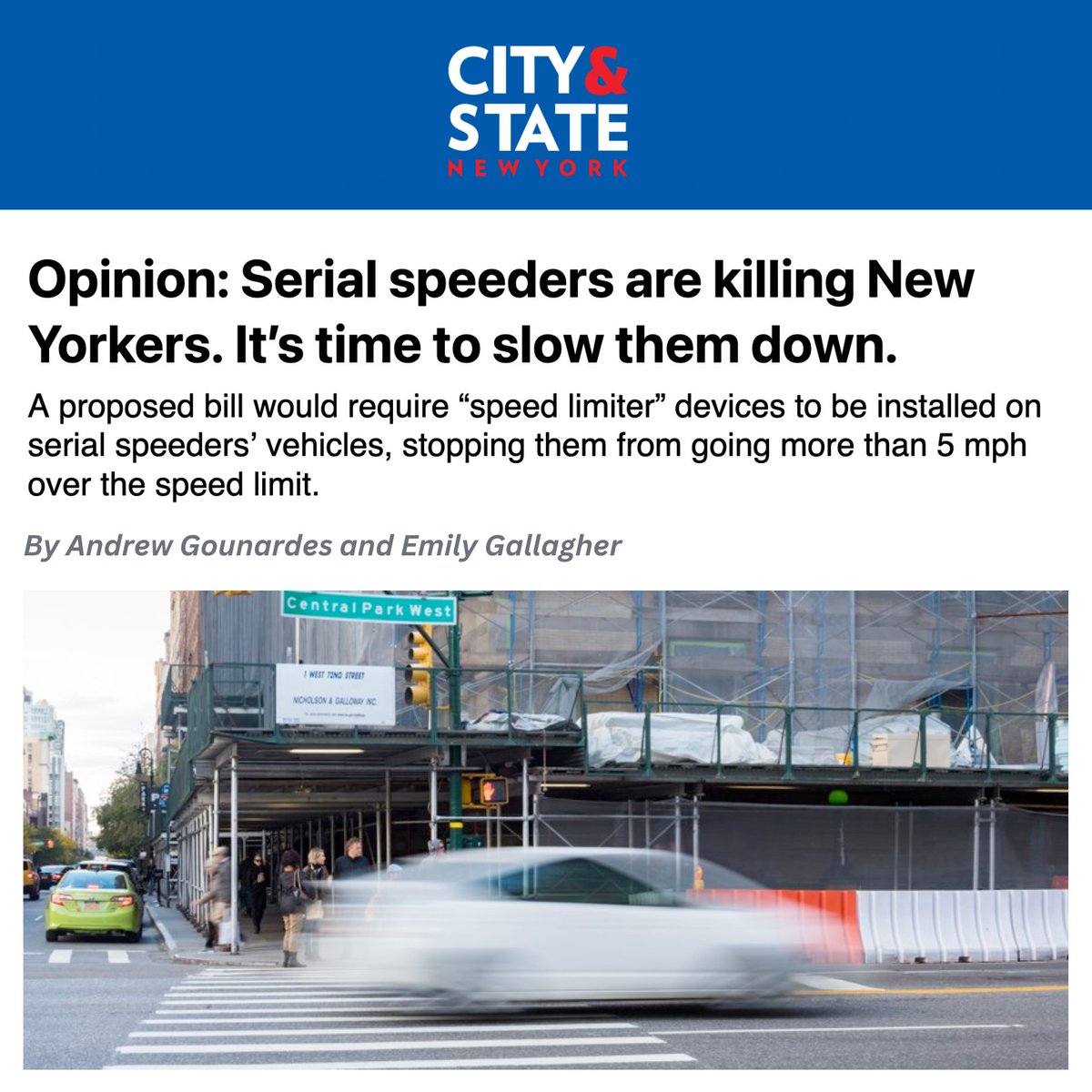 When people drive drunk, we put a device in cars to prevent it from happening again. When people repeatedly speed, we should use similar tech to stop that, too. Read my op-ed with @EmilyAssembly. cityandstateny.com/opinion/2024/0…