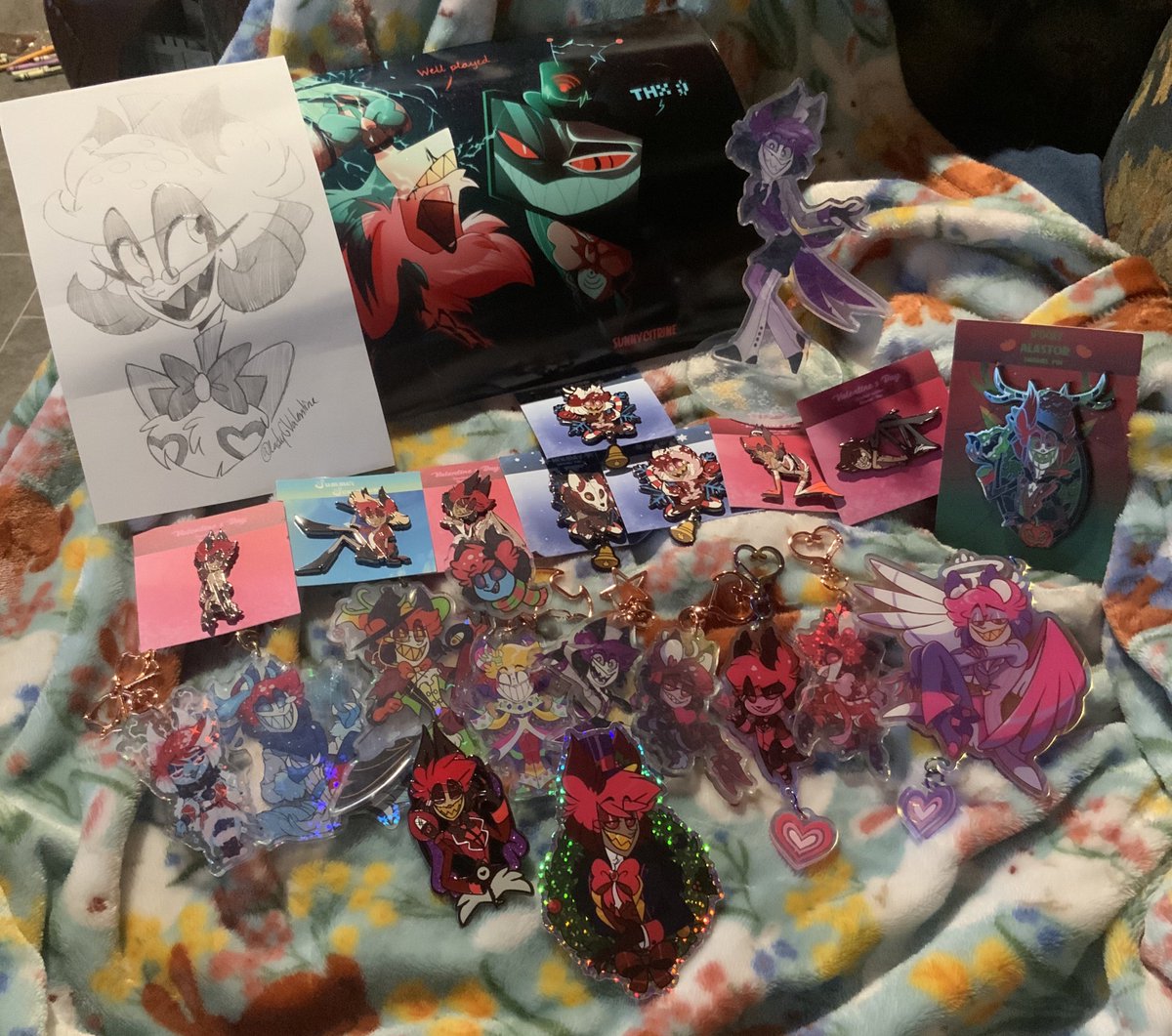 I literally started crying as I was taking everything out of the box, then I ugly sobbed from how much Alastor you gifted me @LadyGValentine . I’m gunna make sure I give you and your sister a big gift as well. I’m honestly so grateful you sent me so much. I haven’t smiled-