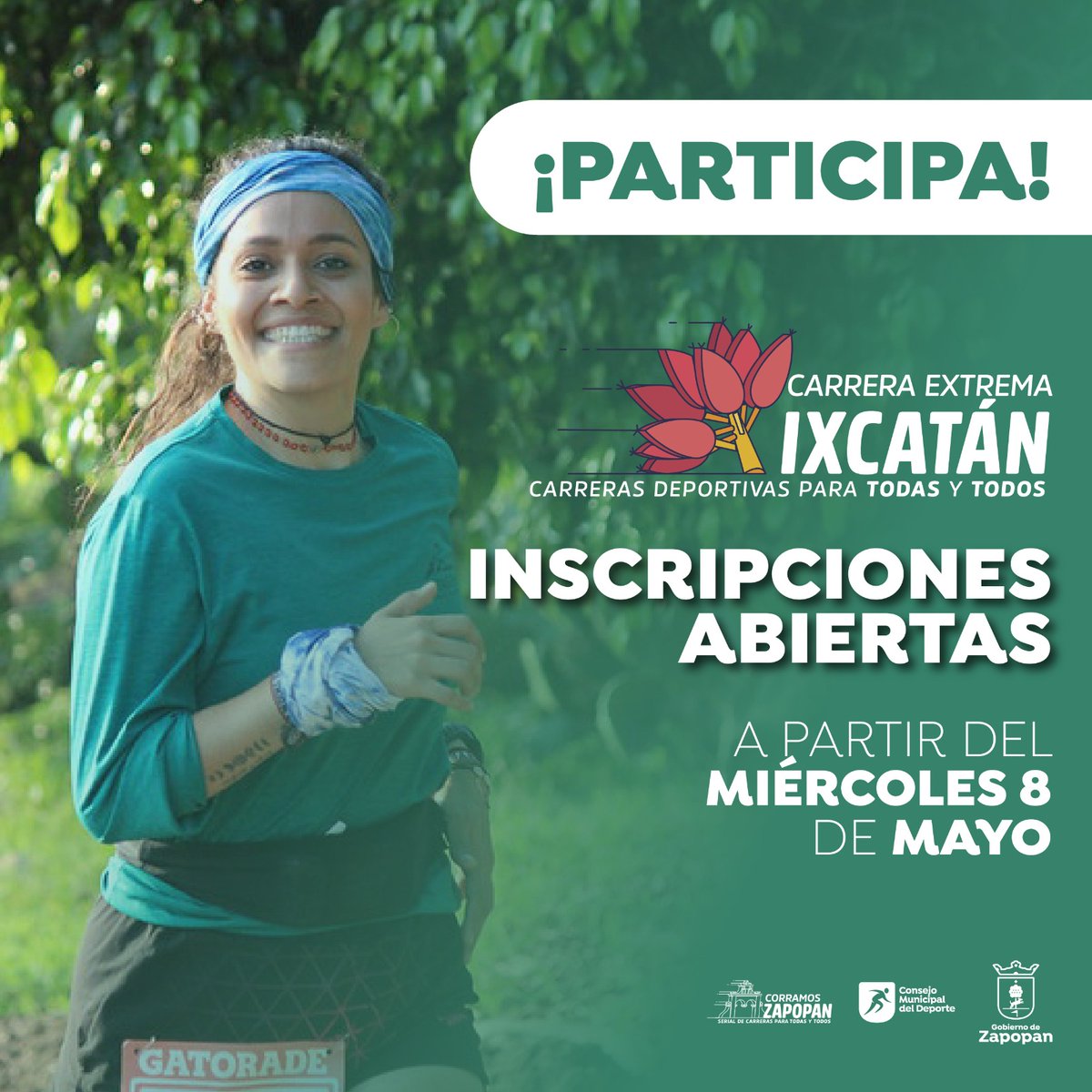 ¡Este miércoles 8 de mayo de 2024, abrimos las inscripciones GRATUITAS para la Carrera de Ixcatán, un evento que promete aventura, diversión y paisajes que te enamorarán! 🌄❤️ Regístrate en comudezapopan.gob.mx. No te quedes fuera de esta experiencia.