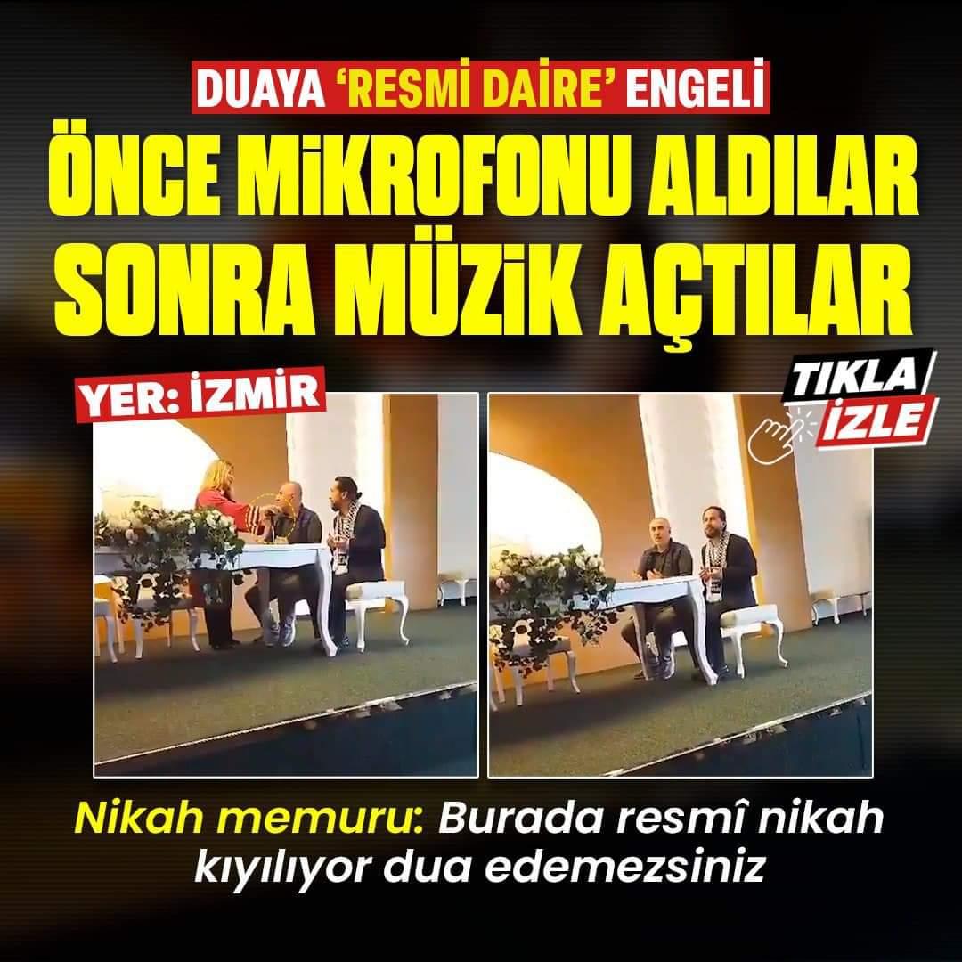 İzmir'de bir nikah memuru, nikah öncesi edilen duayı, Burası resmi daire deyip yarıda kesti.. Müslüman düşmanları...