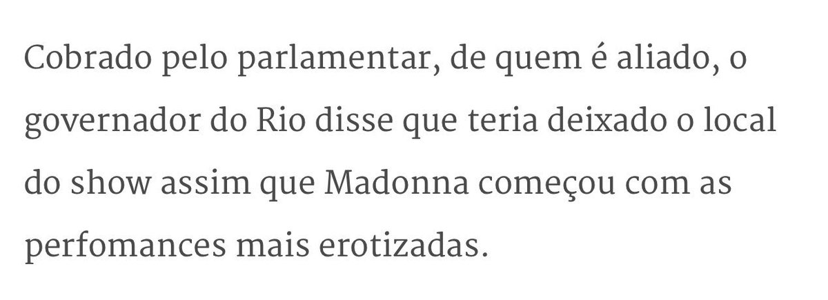 Cláudio Castro meteu essa mesmo de que deixou o show da Madonna quando ela começou a fazer performances “mais erotizadas”? Na moral, eles se perdem no personagem deles mesmos.