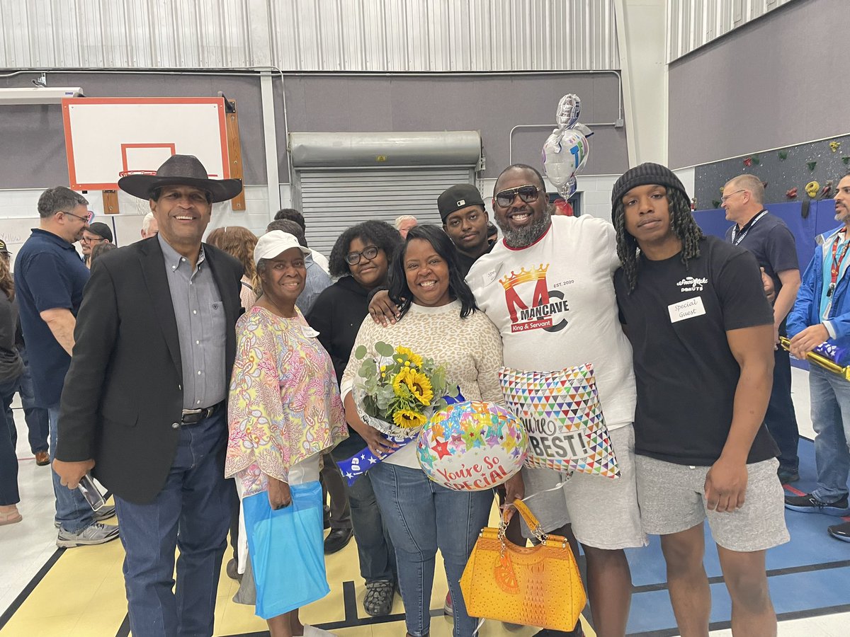 Happy Smiles from @NISDMichael teachers. They loved their teacher appreciation pep rally. There were tears, smiles and love as they realized their family had come to be a part of their special pep rally. #starteachers #TeacherAppreciationWeek2024