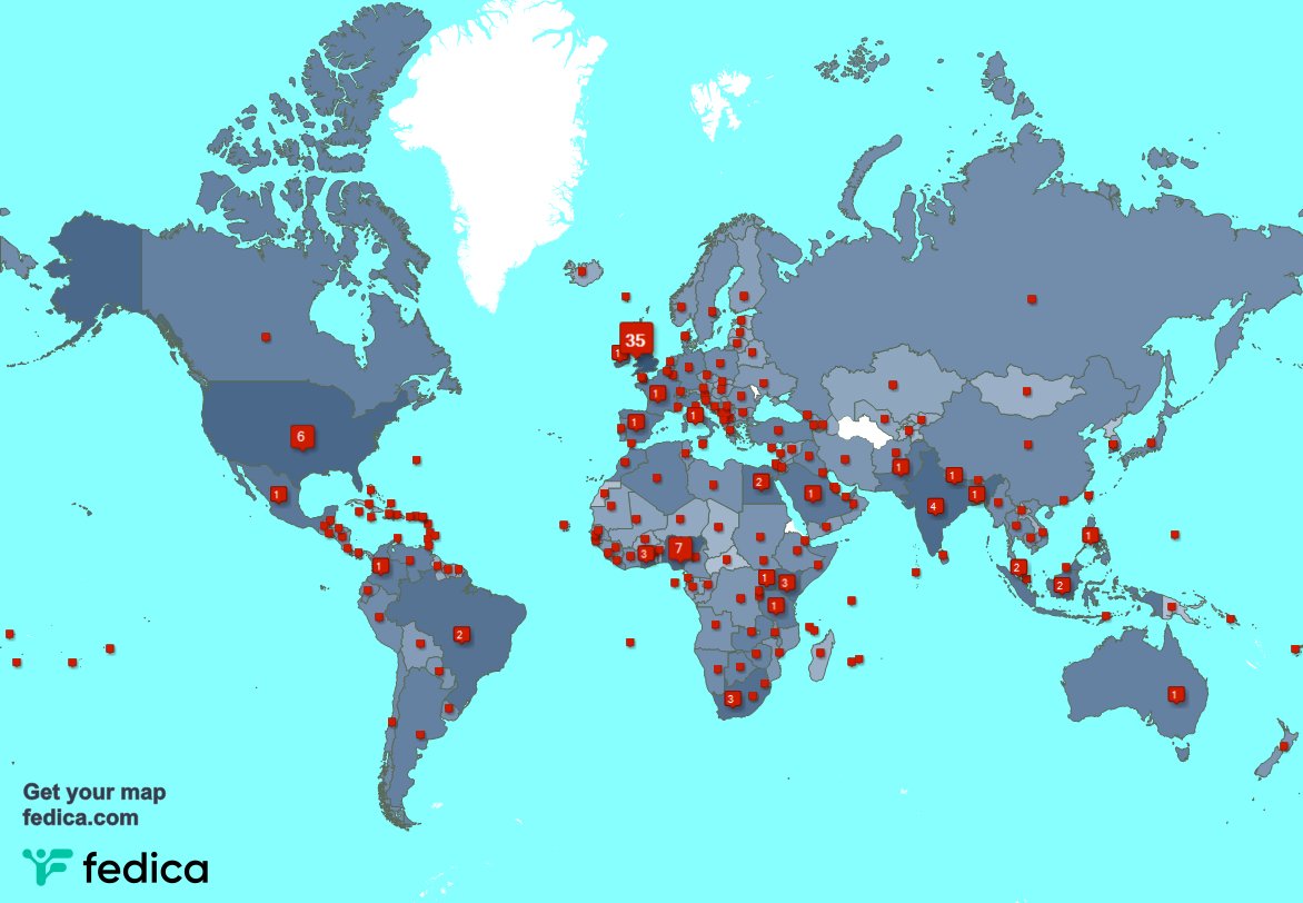 I have 43 new followers from Uganda 🇺🇬, and more last week. See fedica.com/!tnsfc