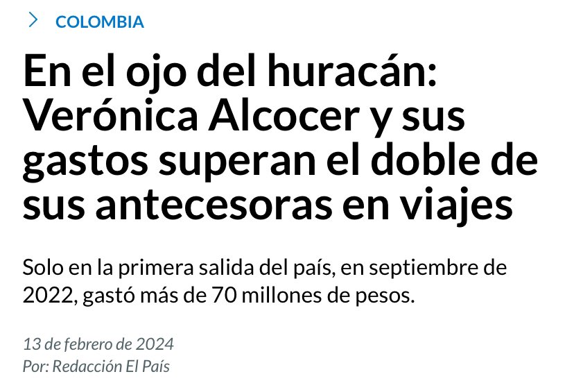 valentinarc28's tweet photo. @GustavoBolivar Veronica Alcocer ha gastado en viajes $ 112.548.841 solo en medio año. 

El DERROCHE es otra forma de corrupción https://t.co/cwv18xbwDN